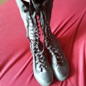 Demonia Black Knee High Laced Boots (size 9)